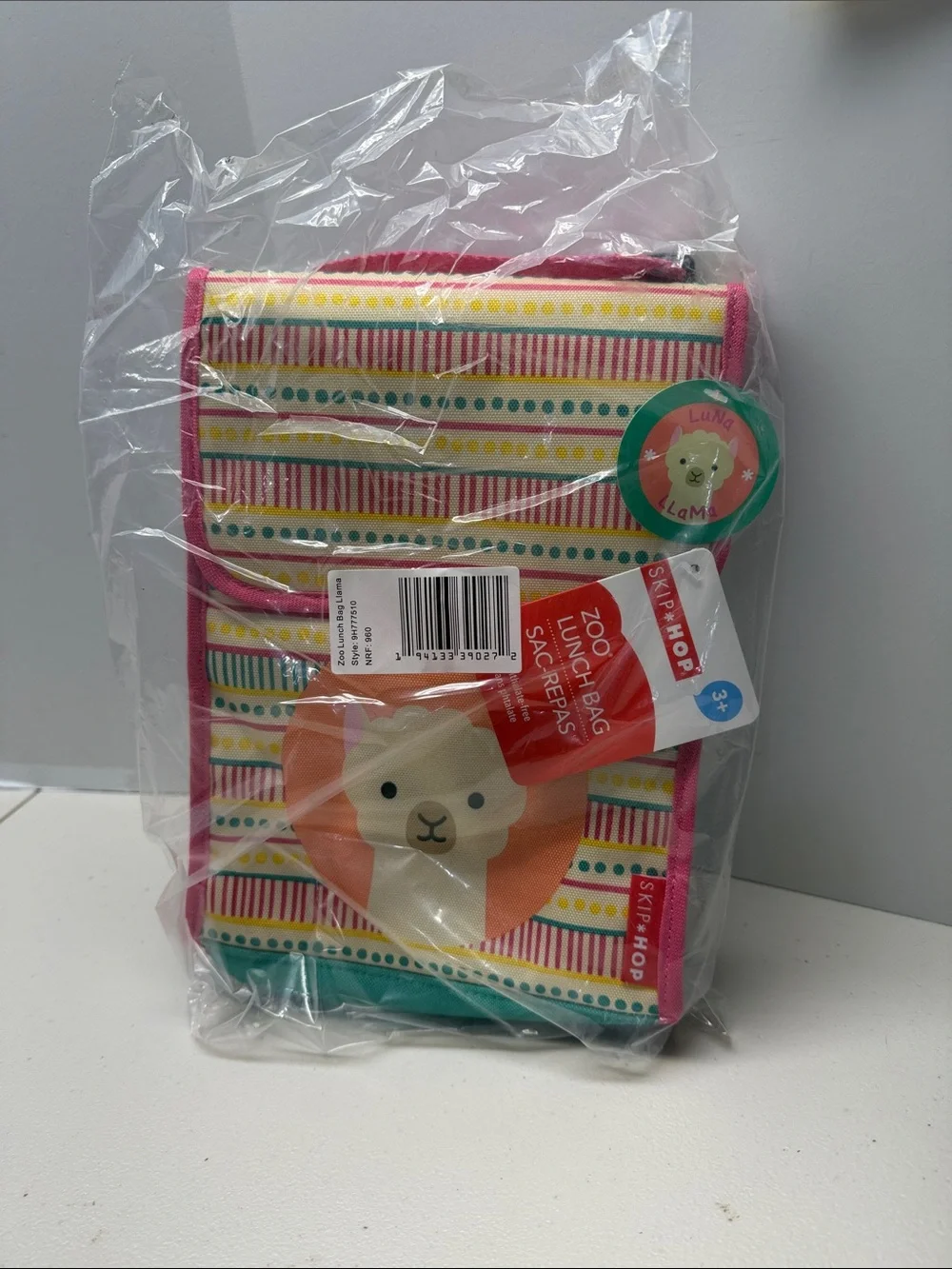 Skip Hop Pink Teal Yellow Llama Kids Lunch Bag. NEW